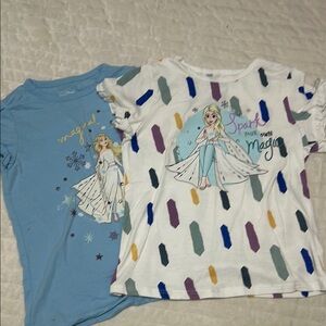 Disney Frozen Blue and White Short Sleeve Tees size 7